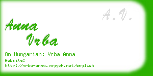 anna vrba business card